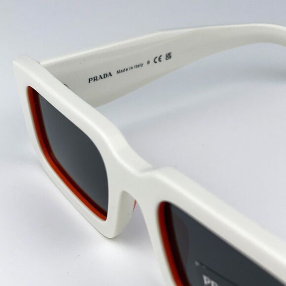 NEW Prada PR06YS 17M5S0 Talc Orange Dark Grey Rectangle Unisex Sunglasses - Picture 10 of 12